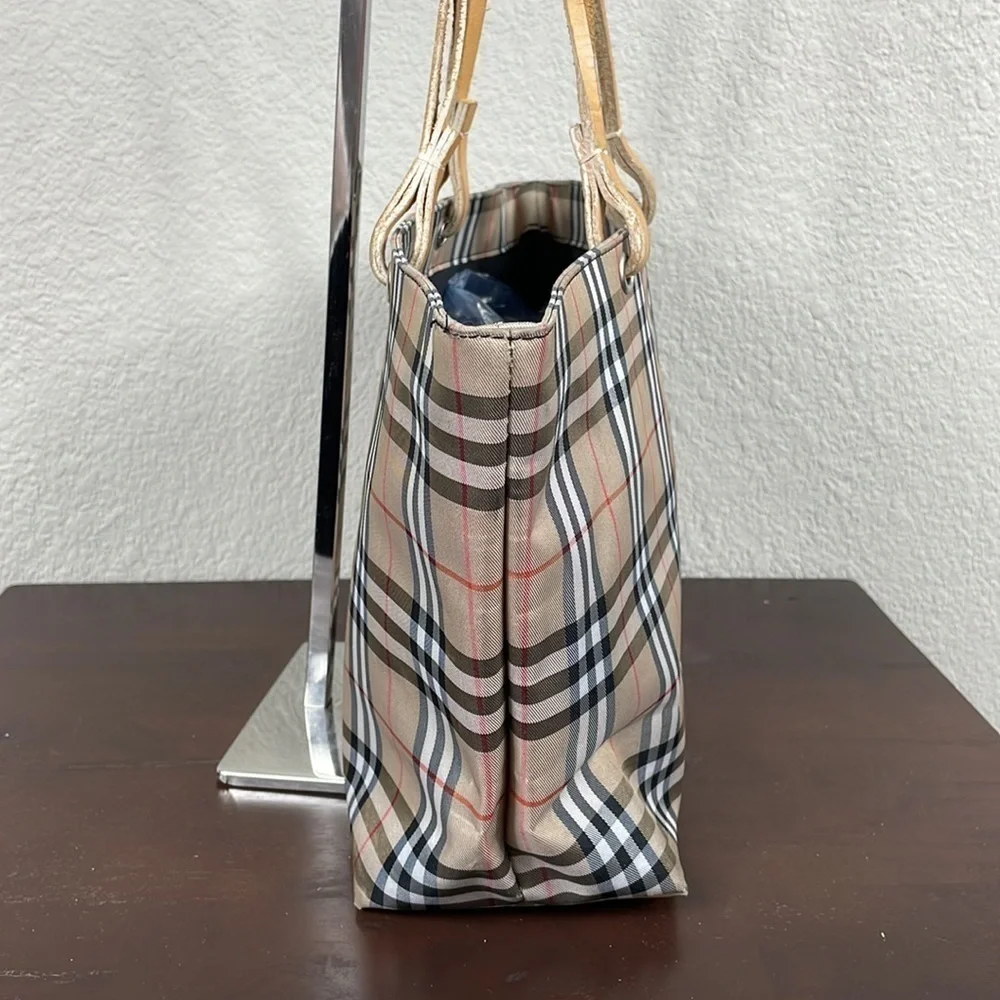 Burberry London Nylon Tote Bag Nova Check Haymarket Beige Tan Shopper Minimalist - Picture 4 of 15